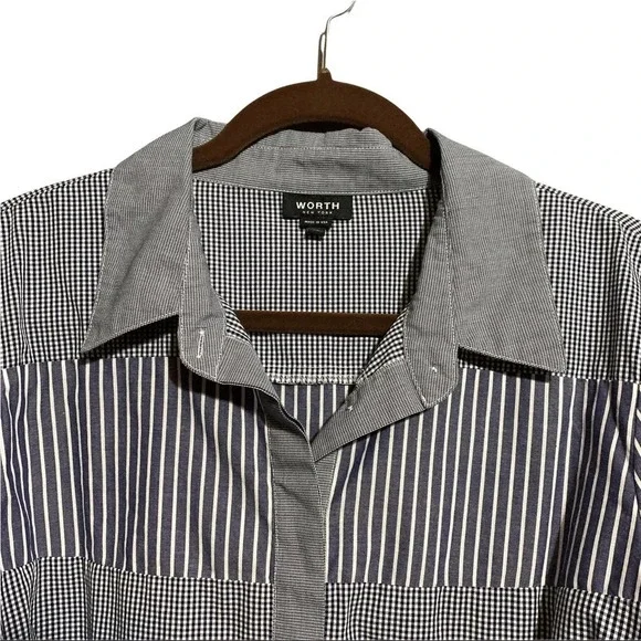Worth Striped Checkered Block Long Sleeve Button Down Shirt Size X-Large - Picture 3 of 8